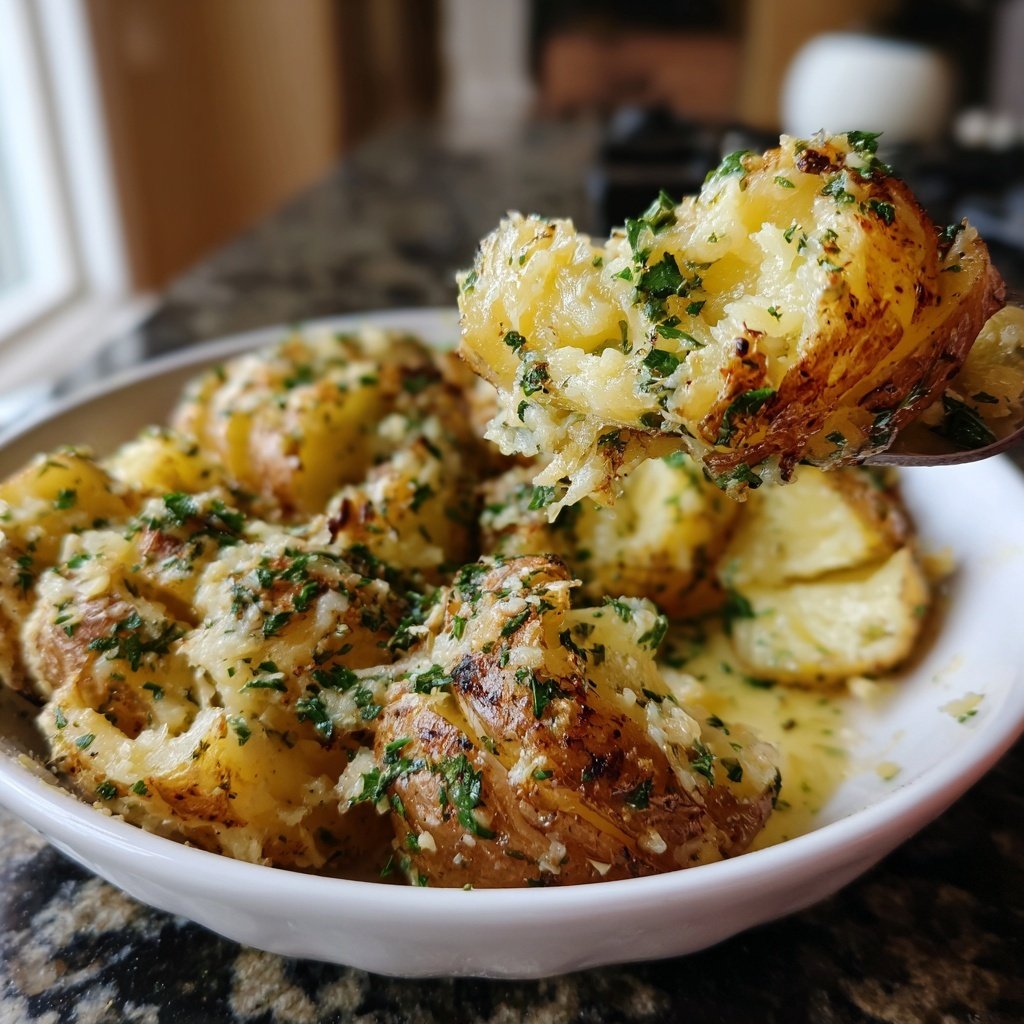 Garlic Butter Smashed Potatoes