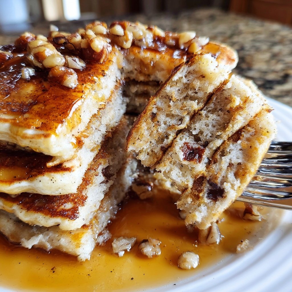 Banana Walnut Pancakes with Syrup