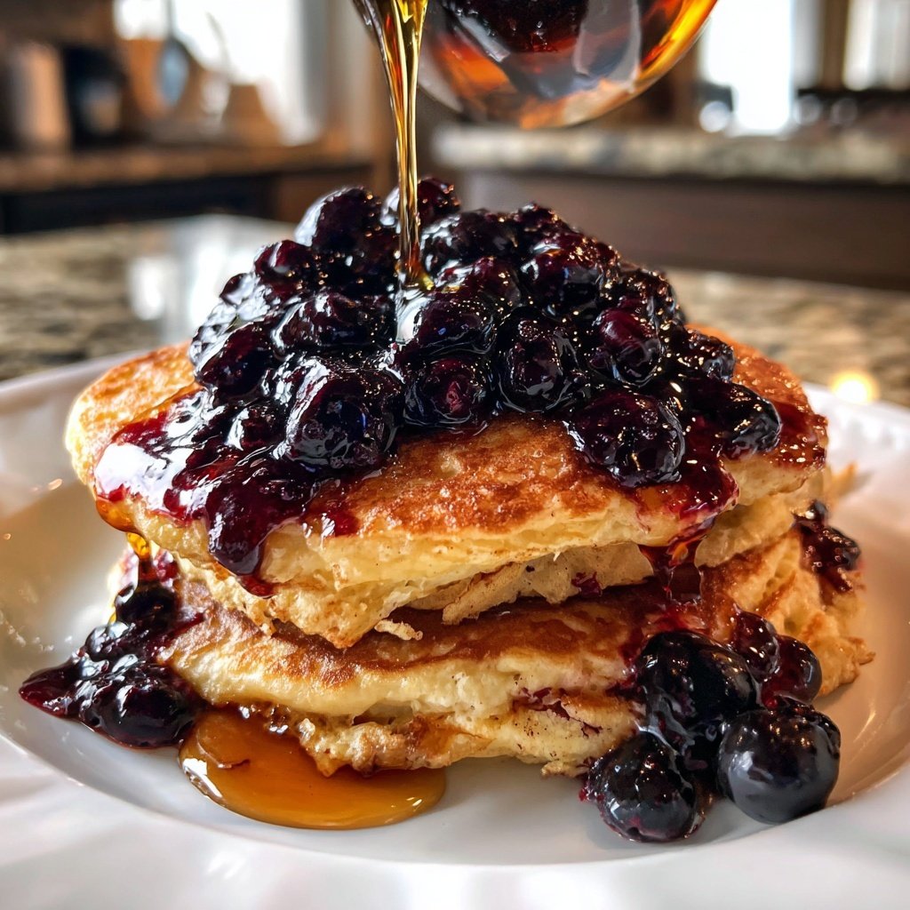 Protein Pancakes with Blueberry Compote