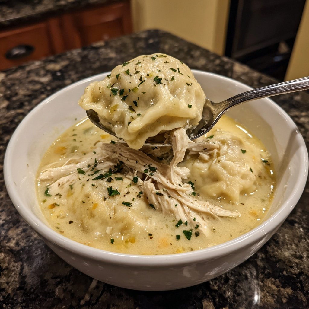 Chicken Dumplings Creamy Broth Hearty