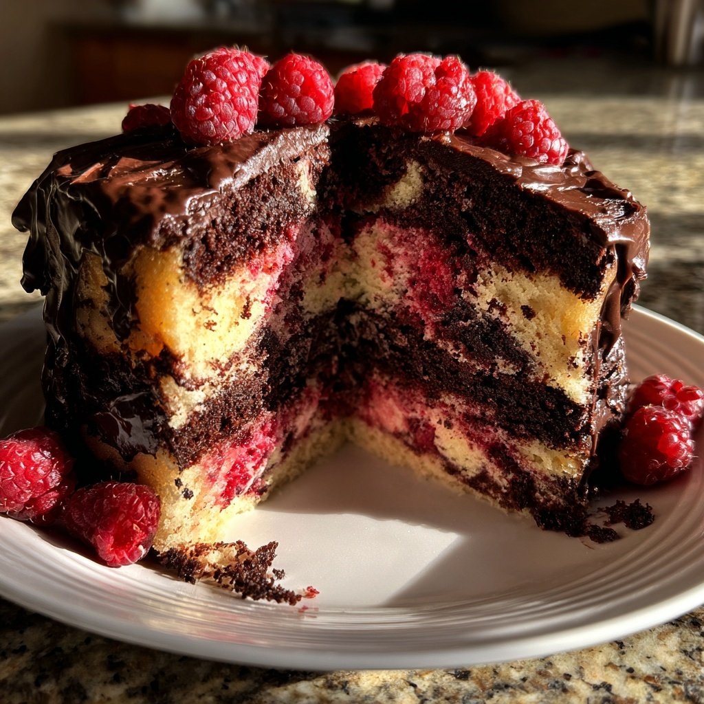 Raspberry Swirl Chocolate Cake