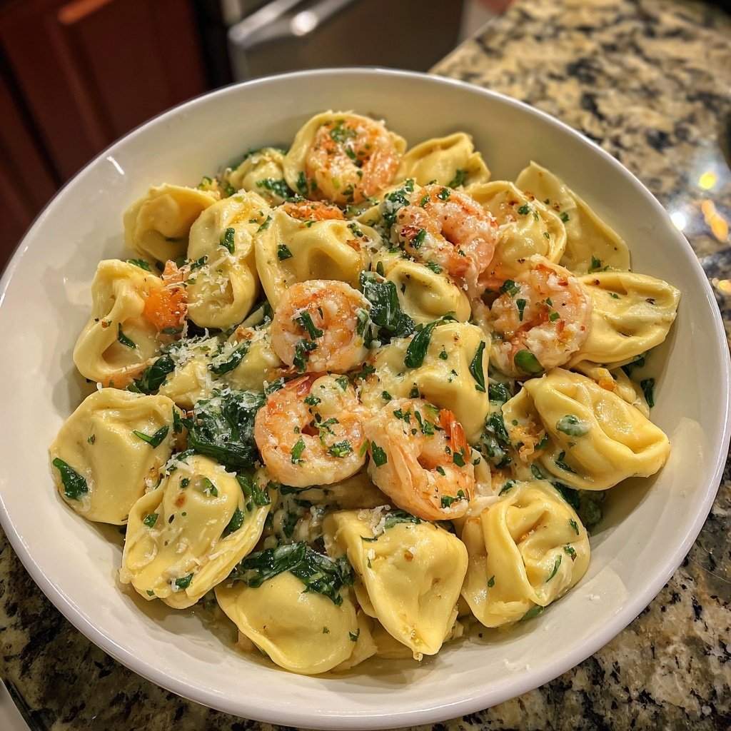 Shrimp Tortellini with Spinach