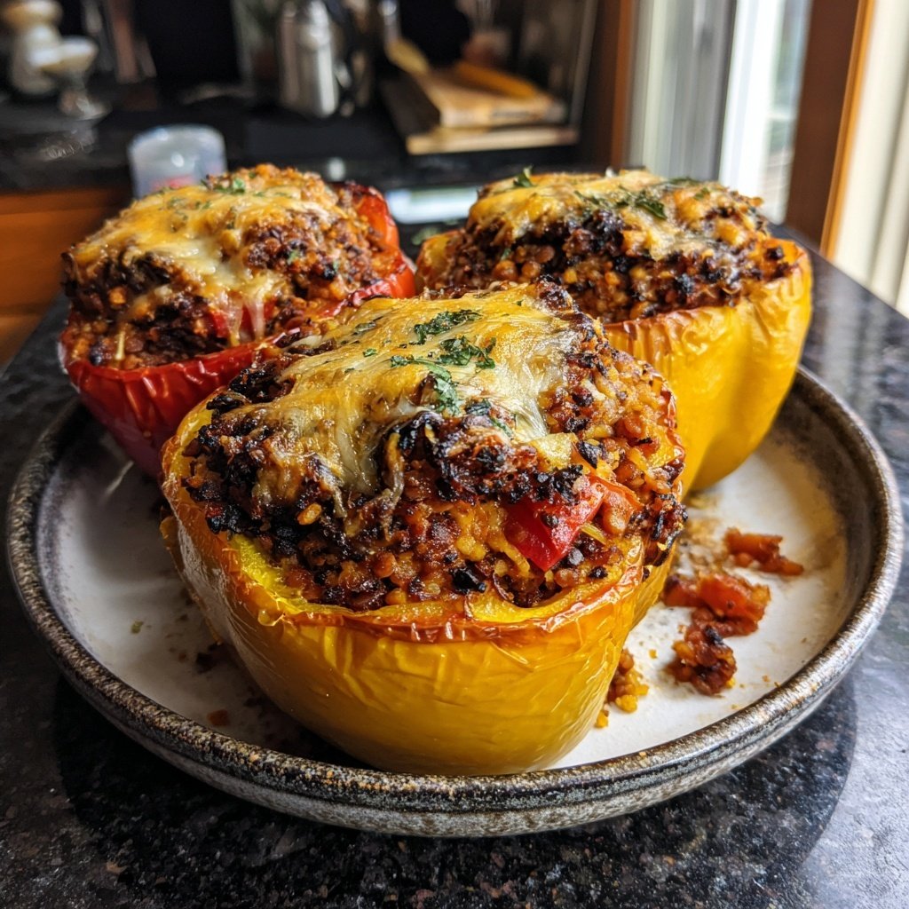 Smoky Lentil Stuffed Peppers