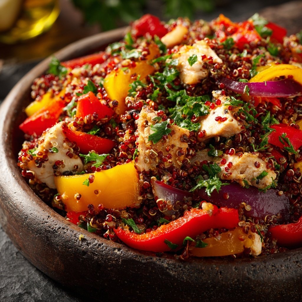 Greek Chicken Red Quinoa Salad