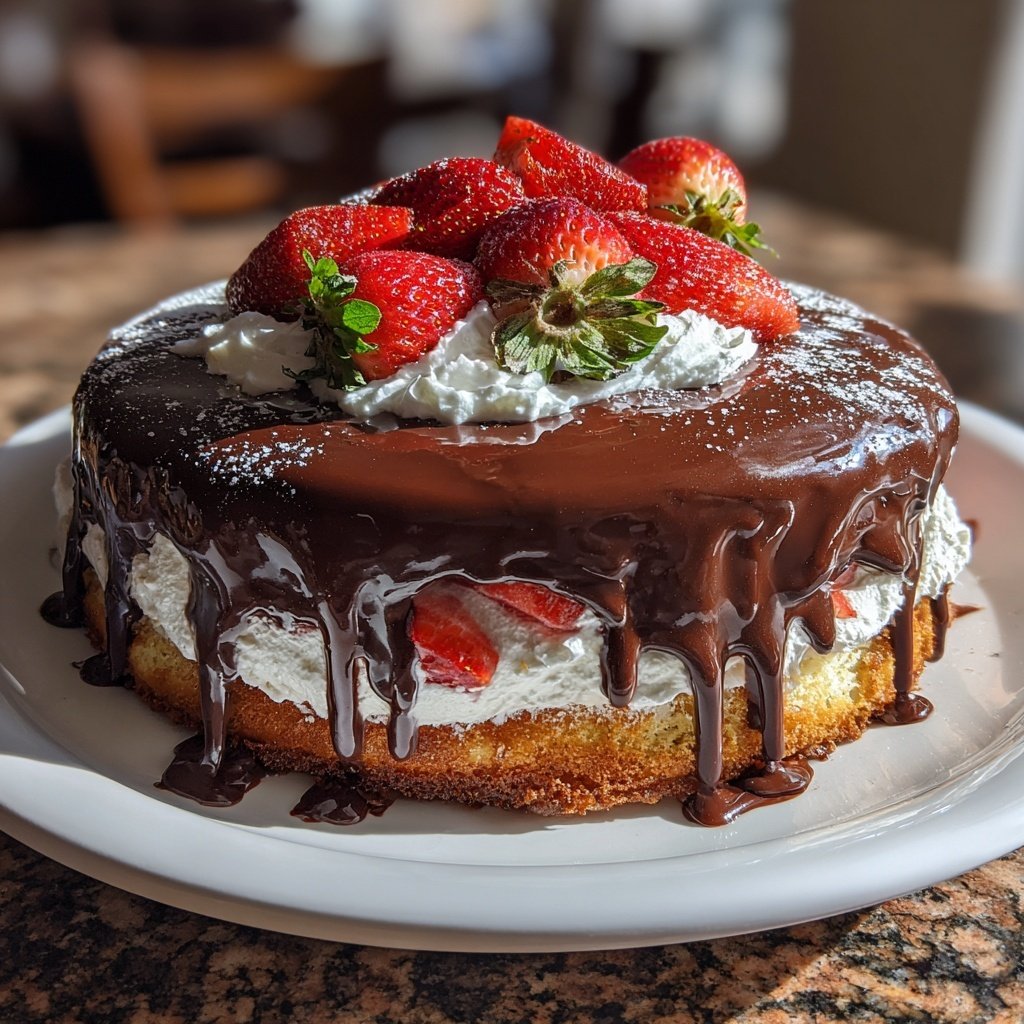 Chocolate Covered Strawberry Galentine's Cake