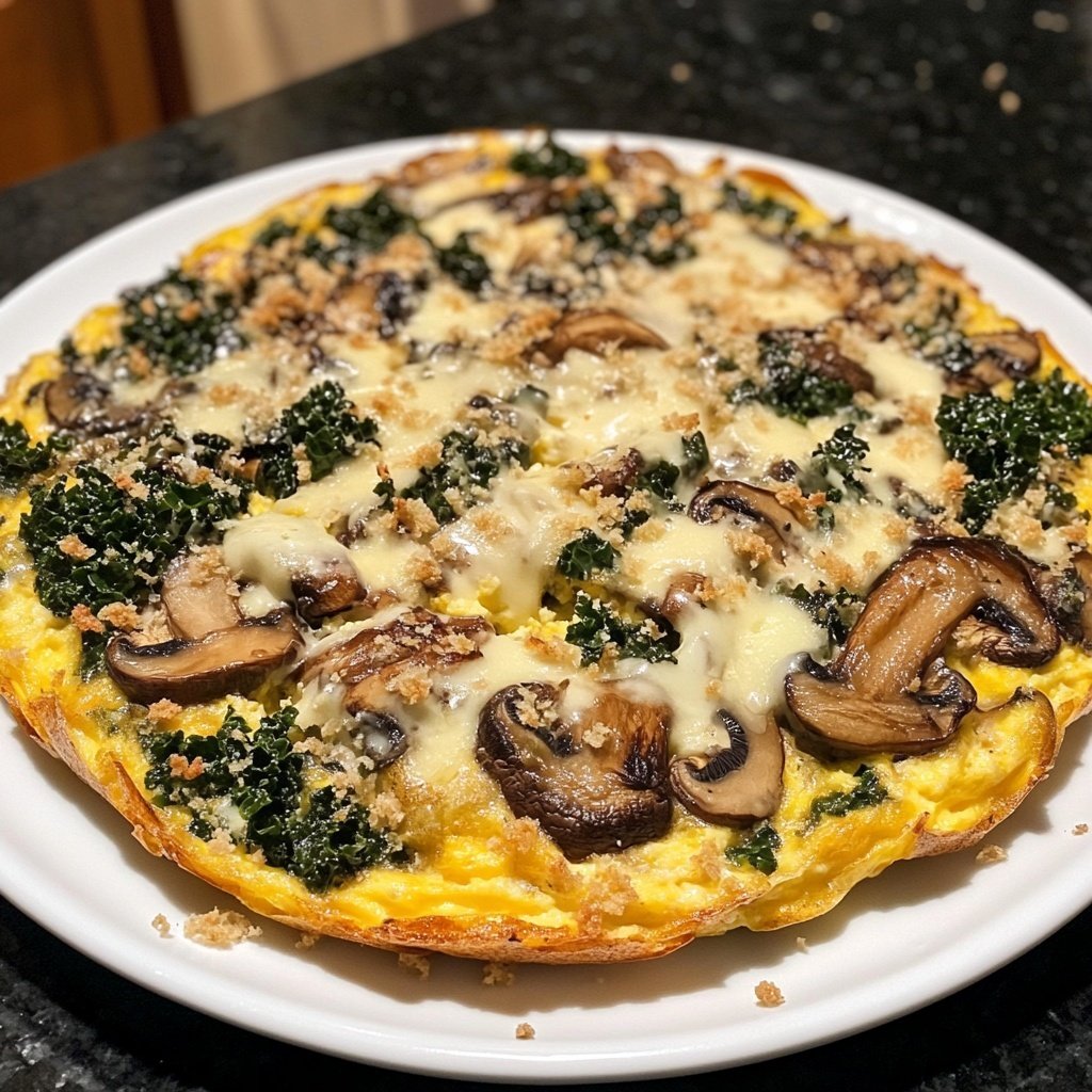 Mushroom Frittata with Asiago and Kale