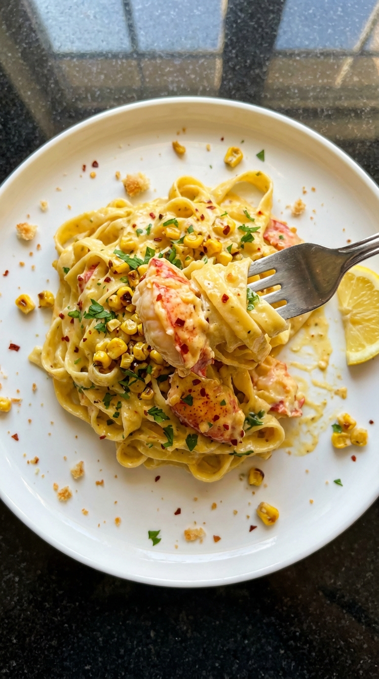 Zesty Lobster and Corn Pasta
