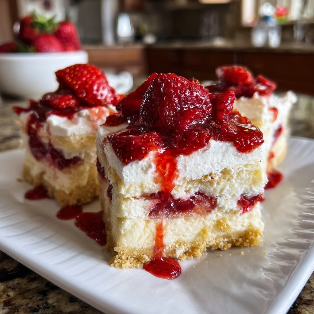 Strawberry Shortcake Cheesecake Bars