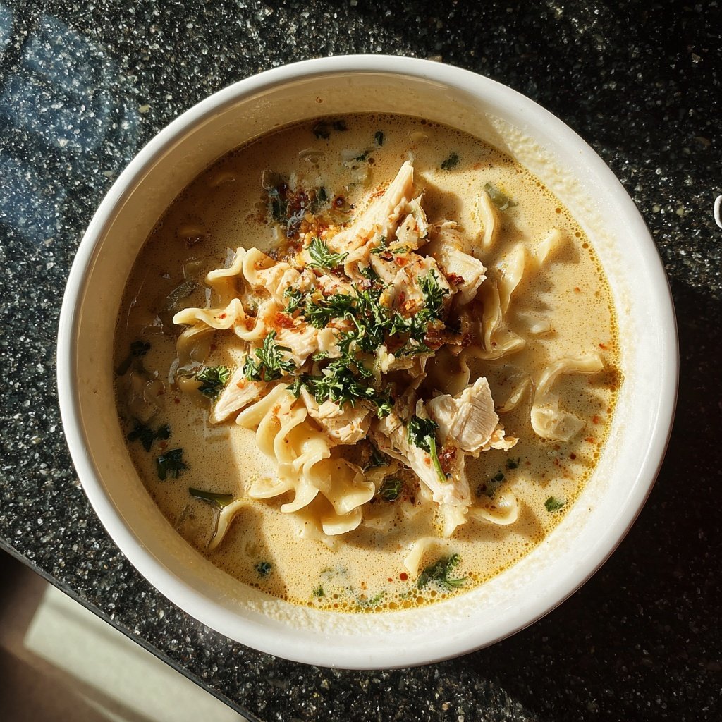 Creamy Chicken Soup with Coconut Milk & Ramen