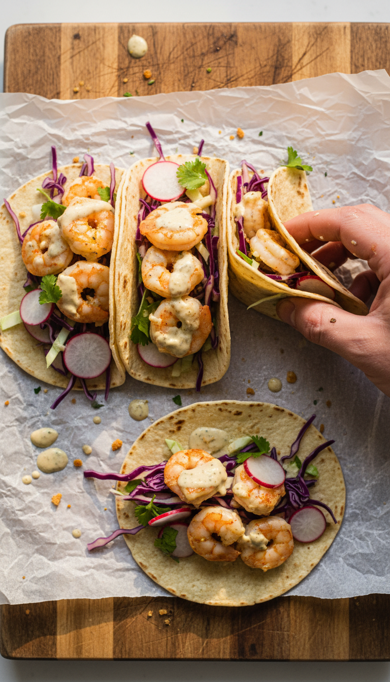 Ginger Aioli Shrimp Tacos