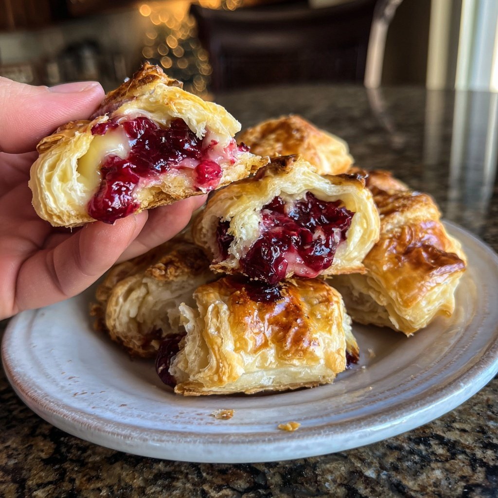 Cranberry Brie Puff Pastry Bites