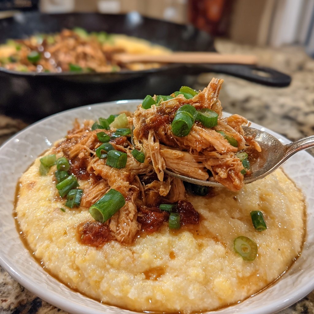 Shredded Barbecue Chicken Grits