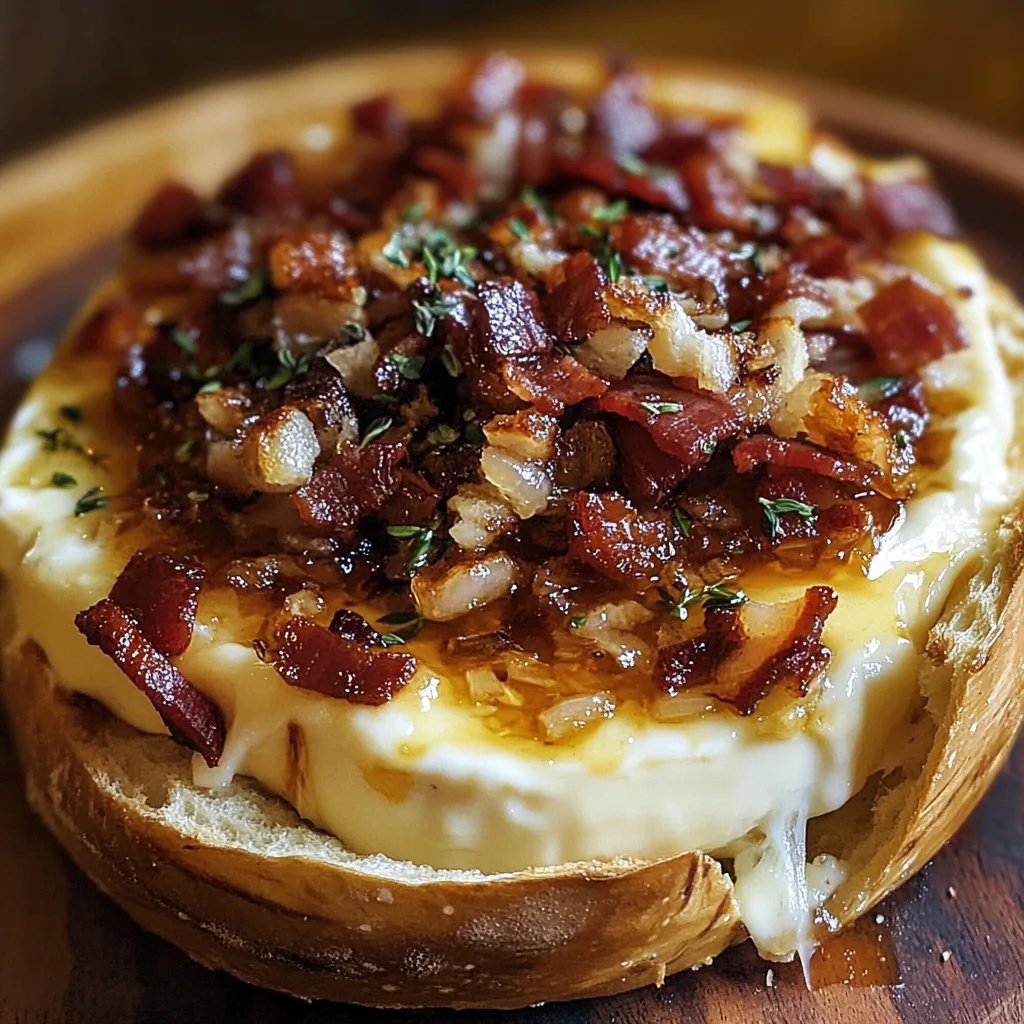 Baked Brie with Caramelized Onions and Bacon