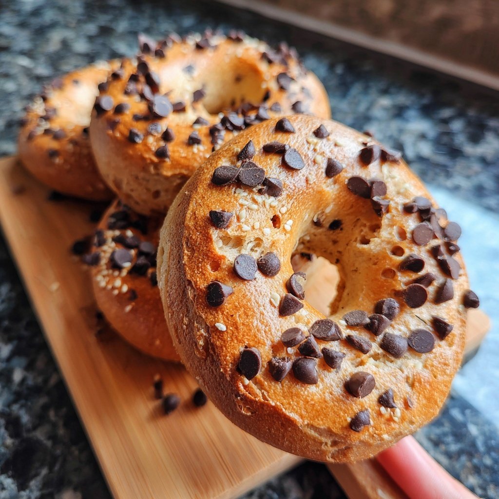 Protein Bagels with Banana Chocolate Chips