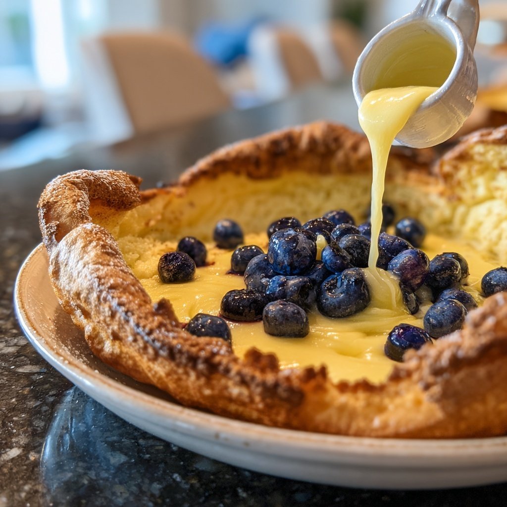 Dutch Babies with Lemon Curd and Blueberries