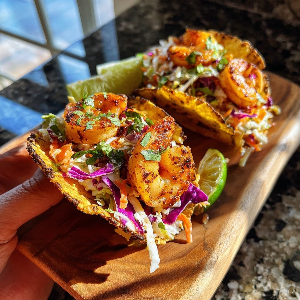 Spicy Shrimp Tacos with Slaw