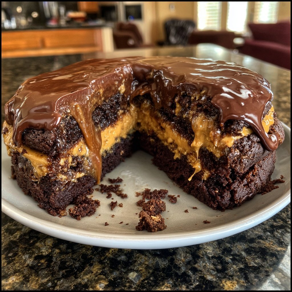 Gooey Chocolate Peanut Butter Cake